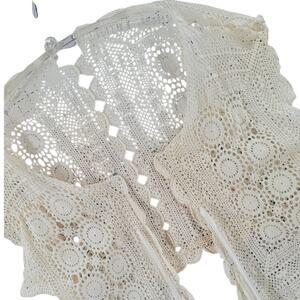 Antique Doily Handmade Crochet Vest Off White Doily Lace Boho Coquette